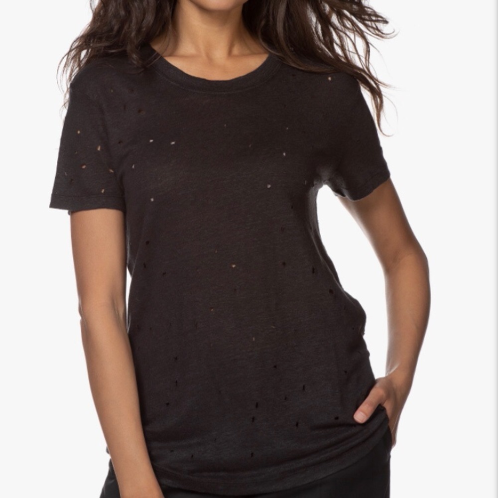 IRO Clay distressed linen tee-shirt in black XS